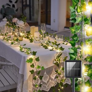 Saulės energijos lemputės su dirbtiniais gebenės lapais (5 m) | LEAFGLO