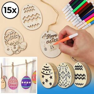 Velykiniai mediniai kiaušiniai (15 vnt.) | EGGNAMENTIFY