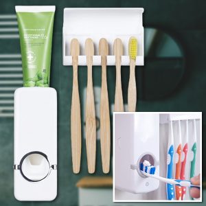 Dantų pastos dozatorius ir šepetėlių laikiklis | BRUSHBASE
