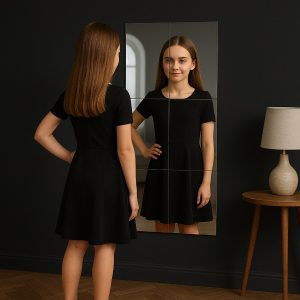 Lipnūs veidrodžiai su HD aiškumu (4 vnt., 30x30 cm) | MIRRAZE